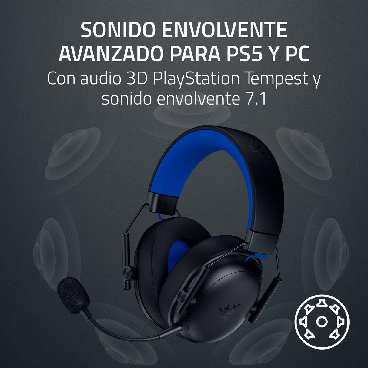 Razer BlackShark V3 X HyperSpeed for PlayStation - Auriculares inalámbricos para esports - Ultraligeros 270g - TriForce 50mm - Micrófono desmontable - HyperSpeed 2,4 GHz & Bluetooth - PS5/PC | Negro