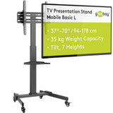 Goobay 59507 Soporte de TV móvil con Ruedas para televisores y monitores de Entre 37" y 70" (94-180cm) / Inclinable y Ajustable en Altura/Soporte de TV para TV Plana y TV Curva de hasta 35 kg