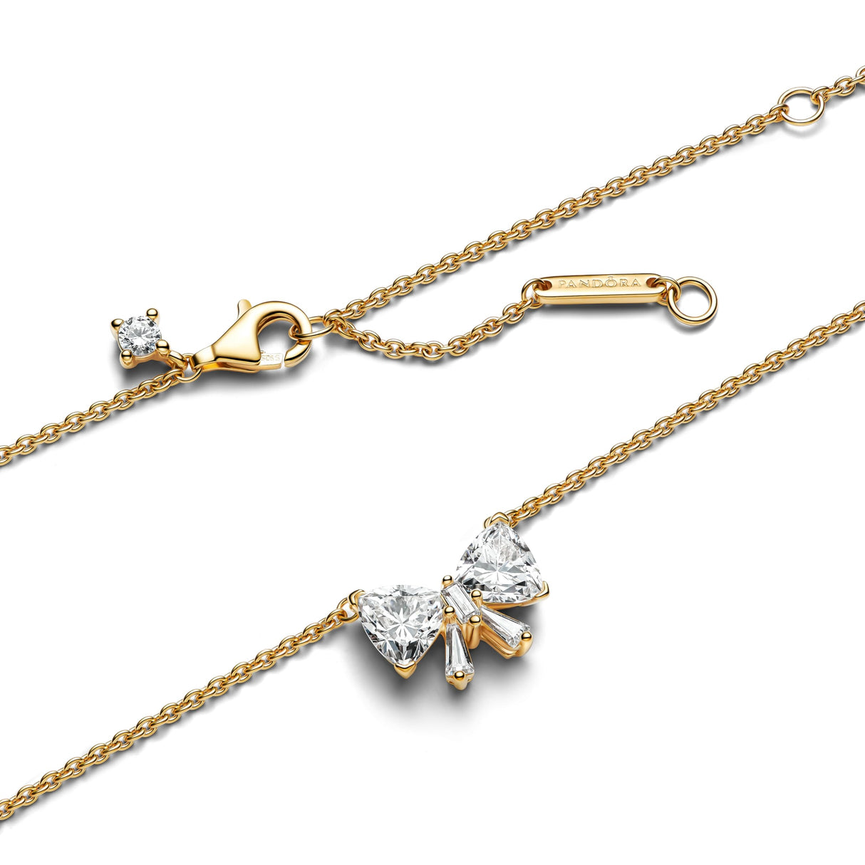 PANDORA Timeless 363508C01-45 - Collar de plata de ley con aleación de metal chapado en oro y circonitas, tamaño 45 cm, 45cm, Plata esterlina, Circonia cúbica