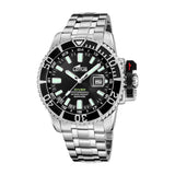 LOTUS Reloj Hombre Analógico de Acero Inoxidable 316l Plateado - Movimiento de Cuarzo - Calendario - Cristal Zafiro de Alta Resistencia - Resistente al Agua 30 ATM 18938/4 Diver