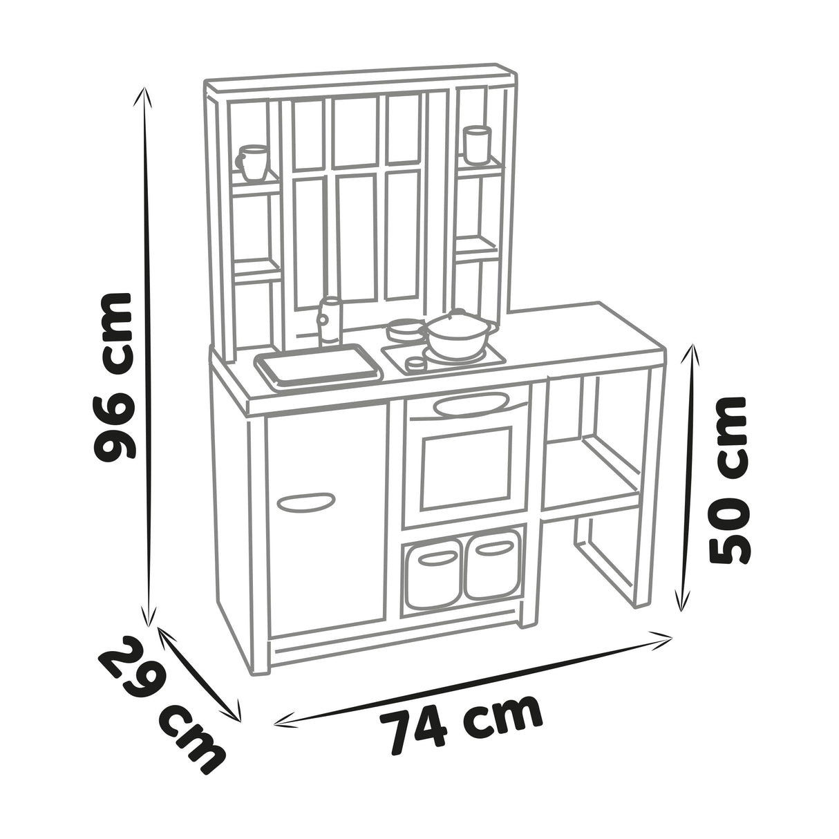 Smoby – Loft Cocina de Juguete Fleur – Cocina Infantil de Estilo Loft Moderno con fogones, Horno, Nevera y 27 Accesorios, para niños a Partir de 3 años