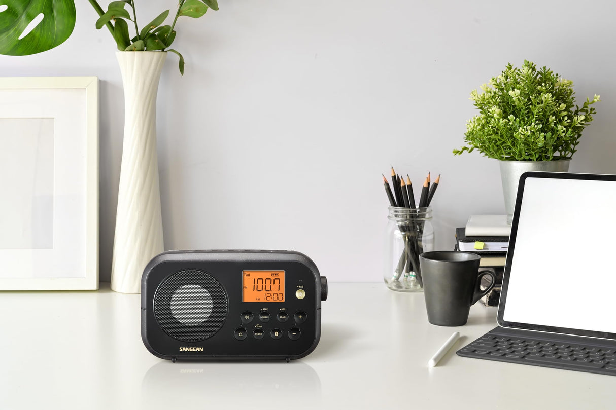Sangean PR-D12BT Radio Am/FM, Bluetooth, Black - Radio portátil FM, Am, Bluetooth