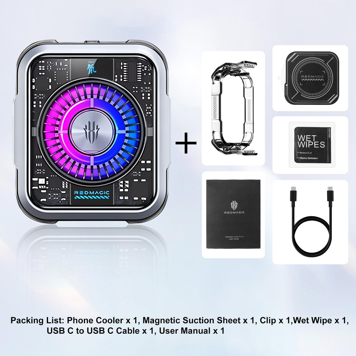 Nubia RedMagic Magnético Teléfono Enfriador 5 Pro, Disipador de Calor para Celular Tener RGB LED 36W Teléfono Móvil Refrigeración para Juegos para iOS/Android Semiconductores Enfriamiento