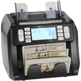VEVOR Contador de Billetes con Detección de Falsificaciones UV, MG, IR y DD, Máquina Contadora de Efectivo en USD y EUR con Modos de Adición y Lotes, LCD Grande y Pantalla Externa