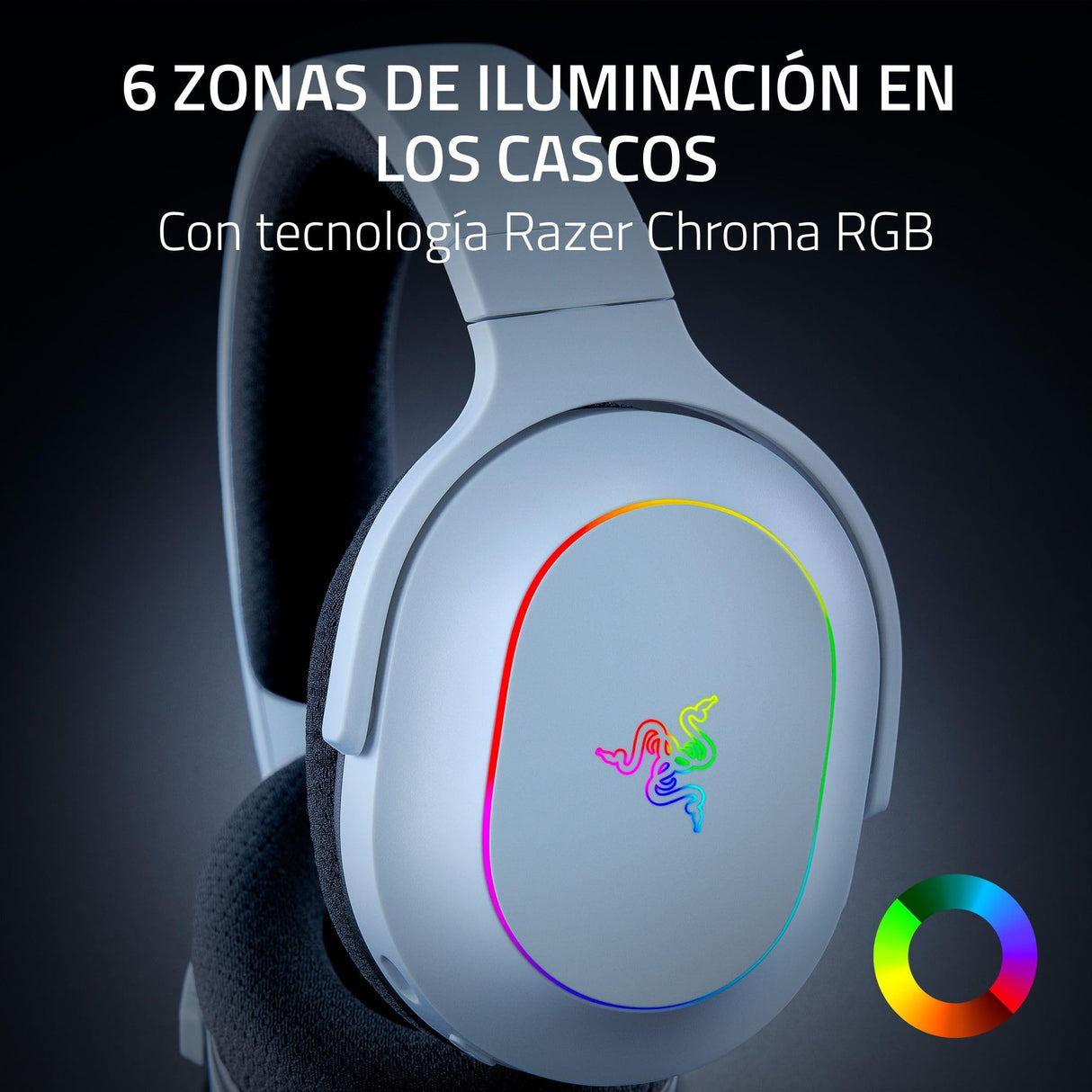 Razer Barracuda X Chroma - Auriculares inalámbricos para Juegos multiplataforma con 6 Zonas Chroma RGB (SmartSwitch Hyperspeed y Bluetooth, Altavoces de 40mm, micrófono Desmontable) Blanco