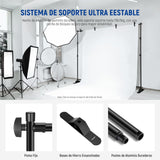 NEEWER Soporte de telón de fondo resistente con bases ampliadas, soporte de fondo de 10 x 8 pies con 4 barras transversales, 2 postes telescópicos, 4 clips de resorte y bolsa de transporte para sesión