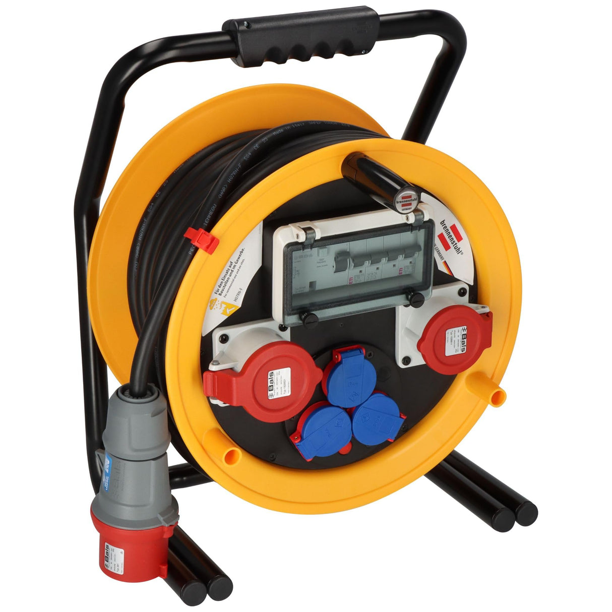 Brennenstuhl Brobusta 380 CEE 2 FI IP44 - Carrete de cable (25 m, con protección FI, para uso permanente en exteriores, fabricado en Alemania)