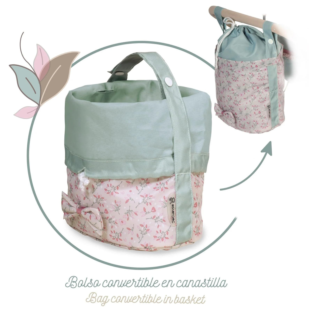 Coche Muñeca Plegable Con Sombrilla Provenza 46X68X81Cm. Bolso Convertible En Canastilla.