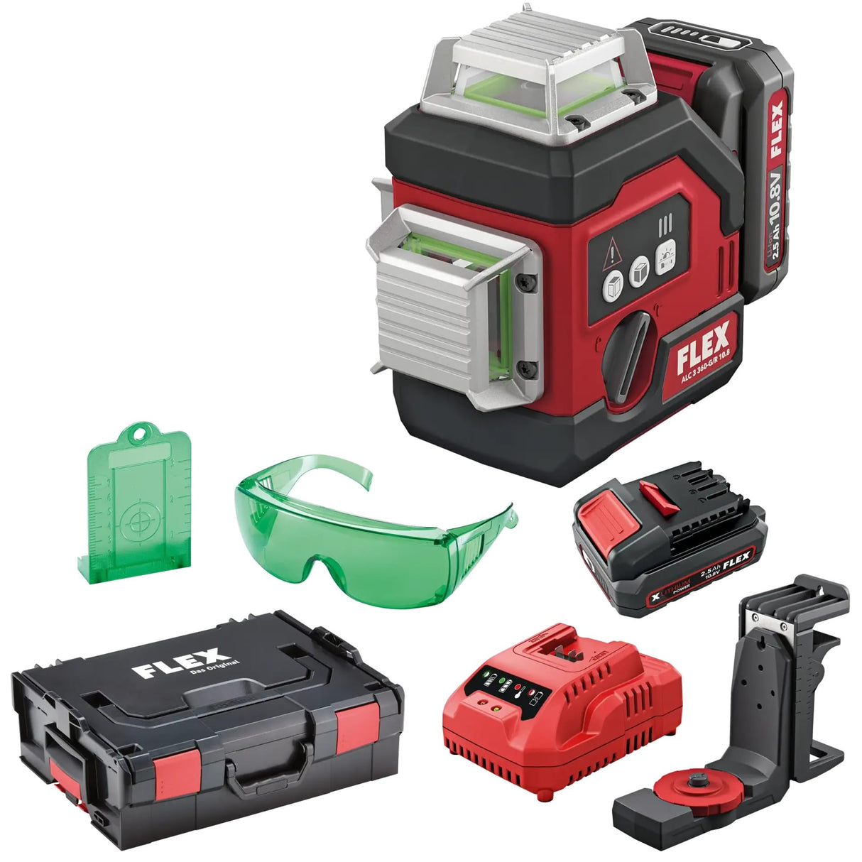 FLEX 532862 ALC 3/360-G/R 12 Set + LKS 65-170 F1/4 - Incluye trípode (peso 0,53 kg, batería de polímero de litio de 2,5/4,0 Ah/10,8 V)