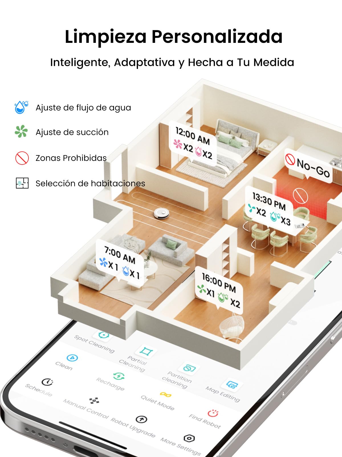 LEFANT M2 Plus Robot Aspirador y Fregasuelos, 6000Pa con Estación de Vaciado Automático, Navegación Láser con Mapeo, Evitación de Obstáculos PSD, 140min Autonomía, Ideal para Pelos de Mascotas