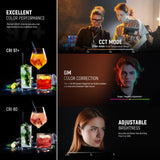 NEEWER 210W Luz Vídeo LED COB con Control 2,4G/App, Luz Continua Iluminación Continua Bicolor 2700K-6500K Grabación Fotografía Estudio con Montaje Bowens, 90000lux/1m, CRI/TLCI97+, GM ±50, CB200B Pro