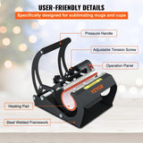 VEVOR Prensa Térmica para Tazas 560W 11oz 30oz Prensa de Tazas 0-428℉ Negro Máquina de Prensado de Tazas 0-999s para Transferir Imágenes Coloridas a Tazas de Cerámica, Tazas de Café y Vasos