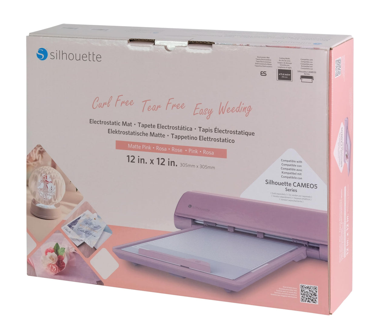Silhouette America - Alfombrilla de corte electrostática para uso con modelos Cameo 5 y Cameo 5 Plus - 12 x 12 (rosa mate)