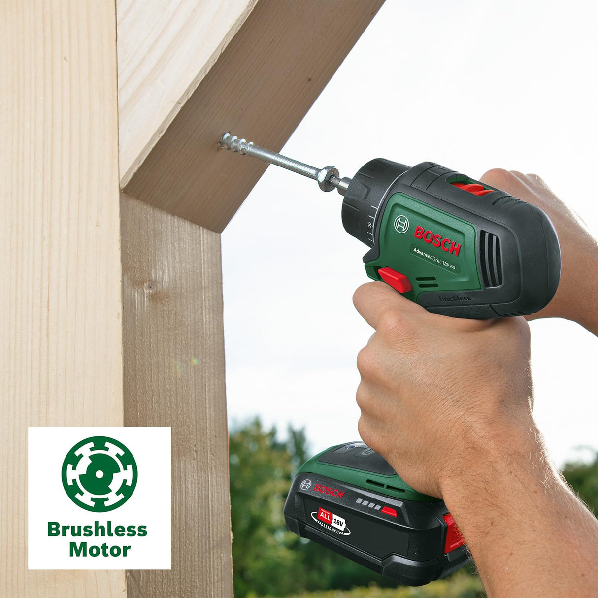 Bosch Taladro/atornillador con batería AdvancedDrill 18V-80 (taladrar/atornillar; sist. 18V; 78 Nm; portabrocas 13 mm; caperuza magn.; empuñadura adic.; con batería y cargador)