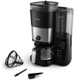 Philips Todo en 1 Cafetera de goteo - molinillo cónico incorporado para granos frescos - preparación en jarra de vidrio de 1,25 L o directamente en taza