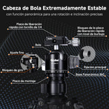 Rollei Rock Solid Beta Mark III, 178,5cm Tripode Fibra de Carbono Trípode Cámara Negro con Capacidad de Carga de 24kg Camera Tripod Flexible con Función de Monopié para Fotografía Profesional