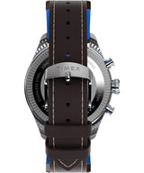 Timex Chronograph - Reloj de 42 mm para hombre, cuero marrón, esfera azul, caja de acero inoxidable TWG030000