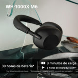 Sony WH-1000XM6 Auriculares Bluetooth inalámbricos con Noise Cancelling, Sonido de Alta resolución, cómodos, diseño Plegable, Estuche Resistente, 30 Horas de batería, iOS y Android - Negro