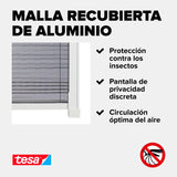 tesa® Cortina Mosquitera Plisada de Aluminio - Mosquitero Extensible para Claraboyas - Fácil Instalación sin Taladrar - Tecnología tesa Powerstrips® - Blanco