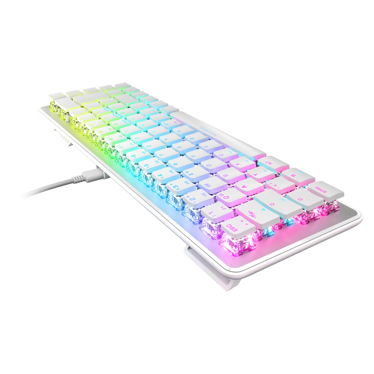 Turtle Beach Vulcan II Mini - 65% Teclado óptico mecánico para Juegos con iluminación RGB Personalizable, tecnología duplicadora de Teclas, Placa de Aluminio, Color Blanco