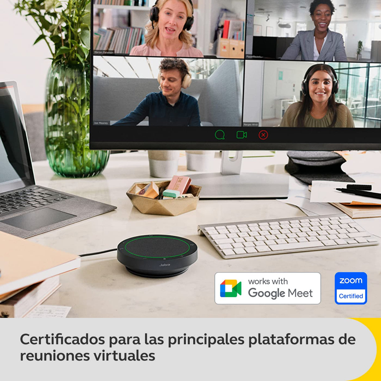 Jabra Speak2 40 Altavoz Portátil, 4 Micrófonos, Cancelación de Ruido, 50 mm de Alto Alcance, Audio de Banda Ancha y Conexiones USB-A y USB-C, Certificado para Zoom y Google Meet, Gris Oscuro