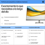 HP 527da - Monitor 27" FHD (1920x1080, IPS, 100Hz, 5 ms, 99% sRGB, 300 Nits, Contraste 1500:1, Altura e Inclinación Ajustables, Altavoces Integrados, Low Blue Light) Negro con Soporte Gris Metálico