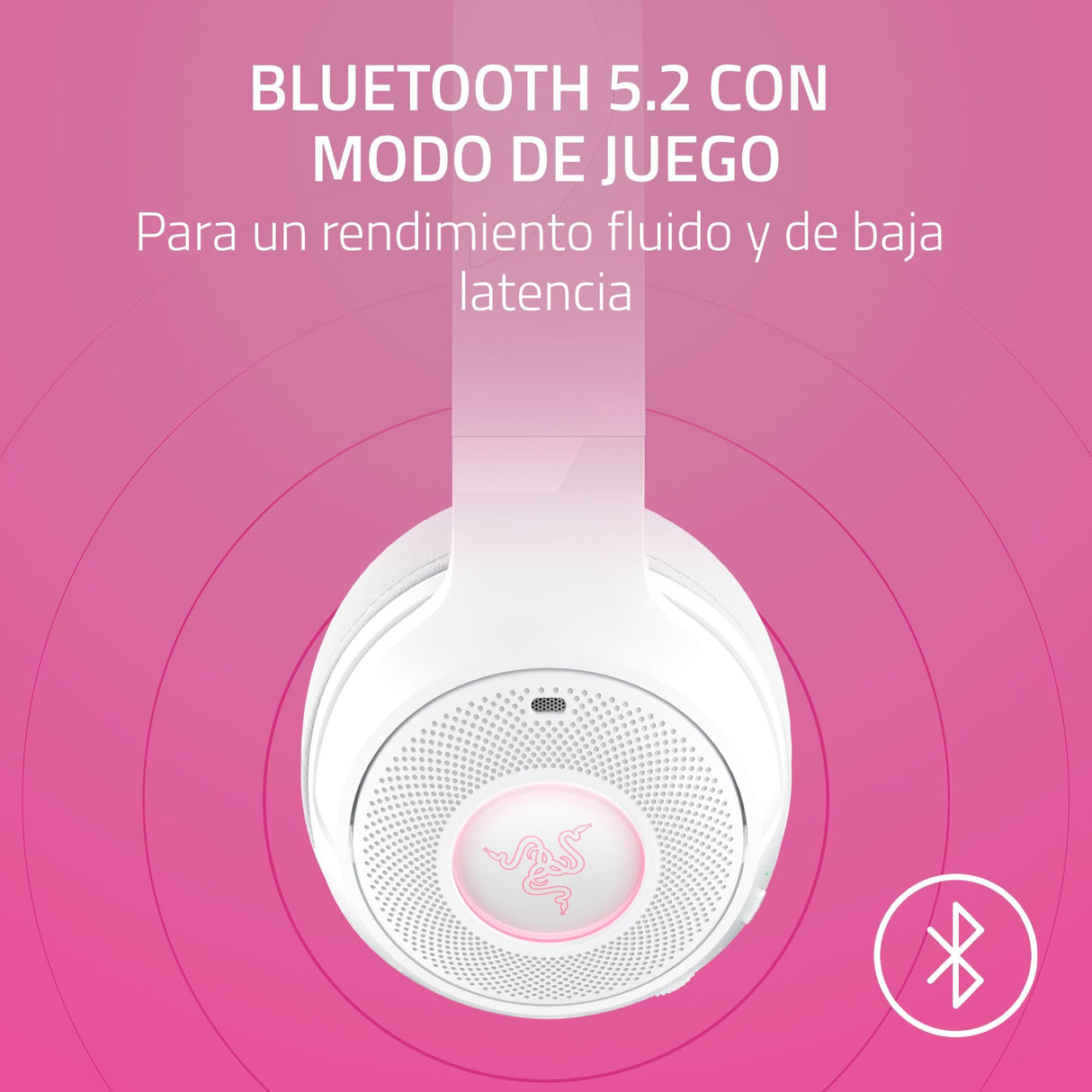 Razer Kraken Kitty V2 BT - Auriculares inalámbricos Bluetooth RGB con Orejas de Gatito para Juegos y Streaming (325g, Triforce de 40mm, Bluetooth 5.2, micrófonos con cancelación de Ruido) Blanco