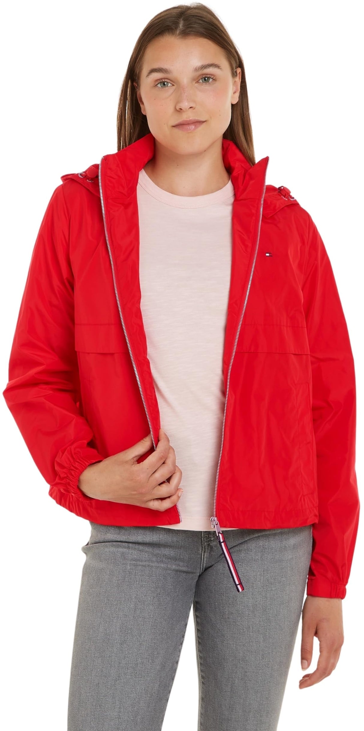 Tommy Hilfiger Cazadora de Entretiempo para Mujer Windbreaker, Rojo (Fierce Red), M