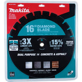 Makita E-02543 Hoja de diamante de 16 pulgadas, segmentada, doble propósito