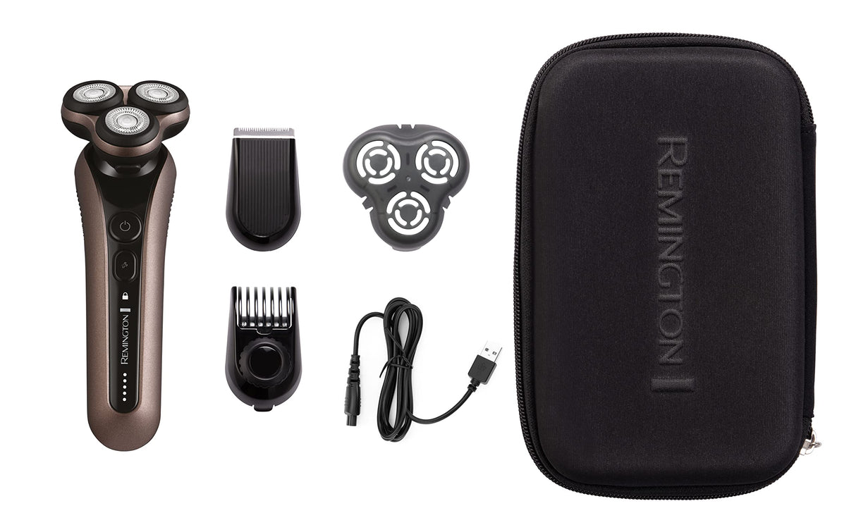 Remington X9 Limitless Afeitadora Rotativa, Máquina de Afeitar Inalámbrica, Cabezal Pivotante PivotBall 360°, Tecnología PowerSense, Cuchillas Flexibles, 60 min Autonomía, Resistente al Agua