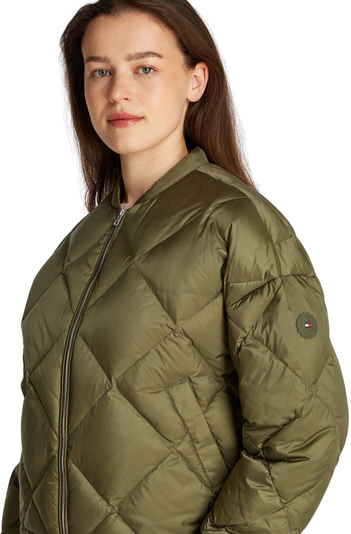 Tommy Hilfiger Chaqueta Bomber Mujer Casual Quilted Down acolchada, Verde (Utility Olive), M