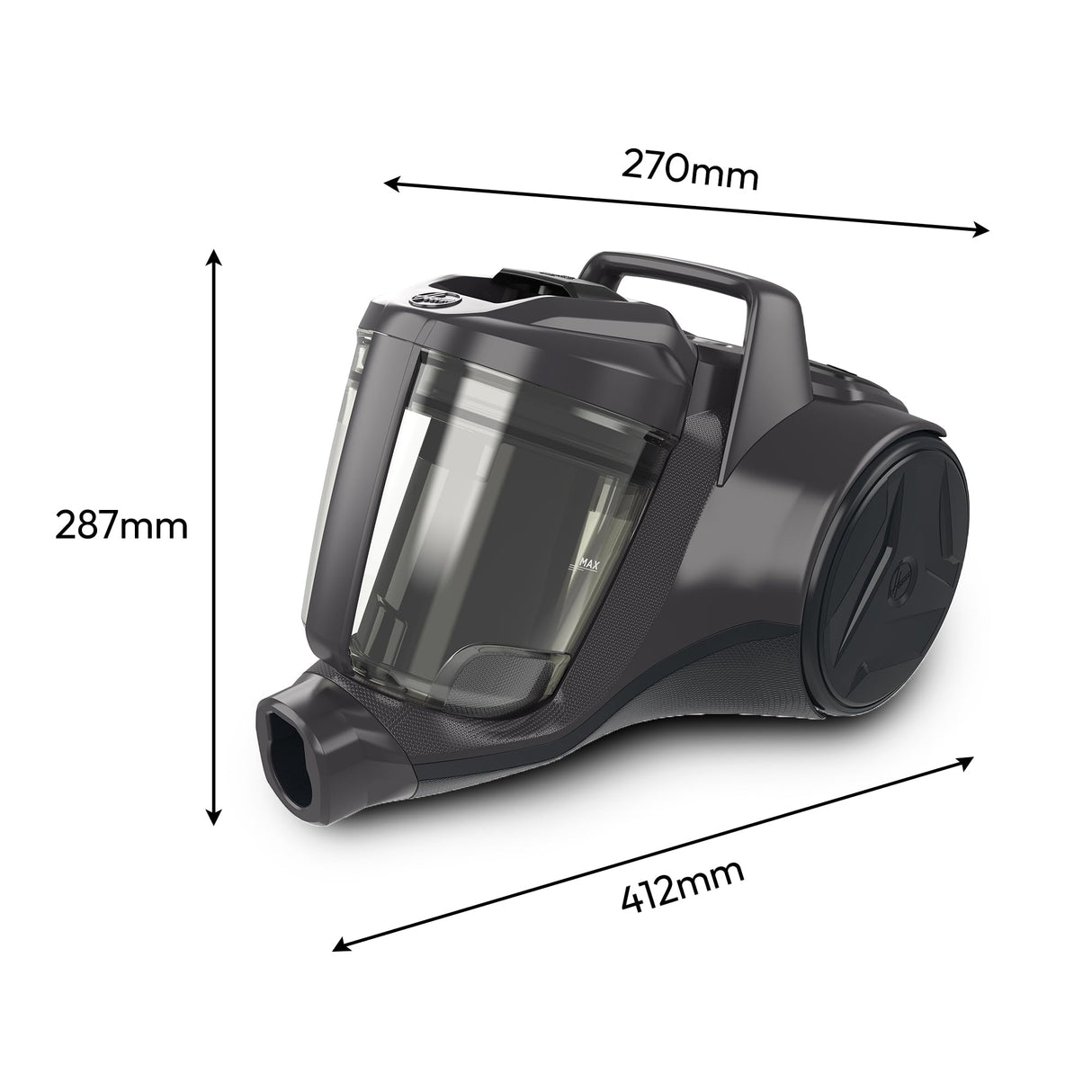 Hoover HP1 Aspiradora Compacta Potente para Suelos Duros, Delicados y Alfombras, Boquillas para Parquet y Mascotas, Filtro de Polvo EPA, Capacidad 2L, Accesorios Integrados, Radio de 8,2m [HP120PET]