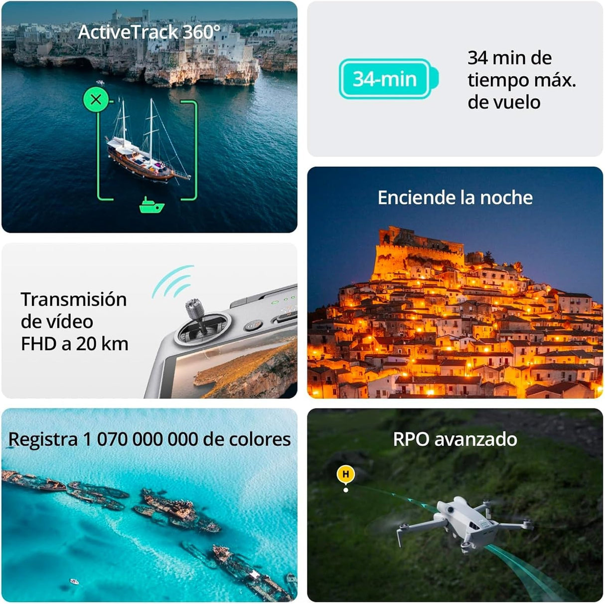 DJI Mini 4 Pro (DJI RC 2), dron mini plegable con cámara de vídeo 4K para adultos, menos de 249 g, 34 min de tiempo de vuelo, transmisión de vídeo a 20 km, detección con visión omnidireccional