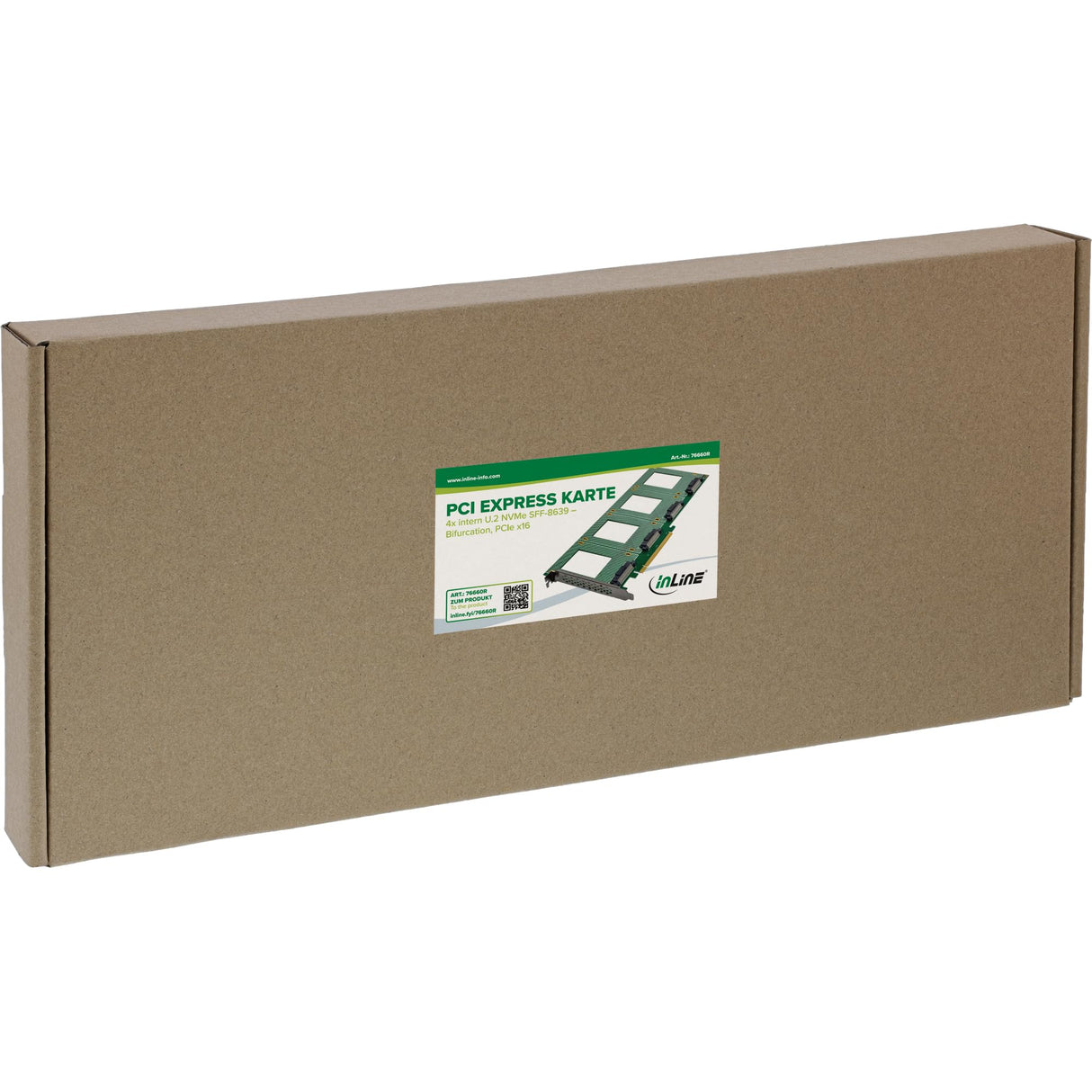 InLine® Tarjeta PCI Express para 4 Tarjetas internas U.2 NVMe SFF-8639 – Bifurcation, PCIe x16, 76660R