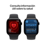 Apple Watch Series 11 GPS con caja de aluminio en negro azabache de 42 mm y correa deportiva negra-Talla S/M.Calidad del Sueño,monitores de entreno y salud,pantalla siempre activa, resistencia al agua