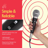 Pyle Kit de micrófono dinámico profesional de 3 piezas, micrófono de mano vocal unidireccional cardioide con funda de transporte rígida y bolsa, soporte/clip y cable de audio XLR de 26 pies a conexión