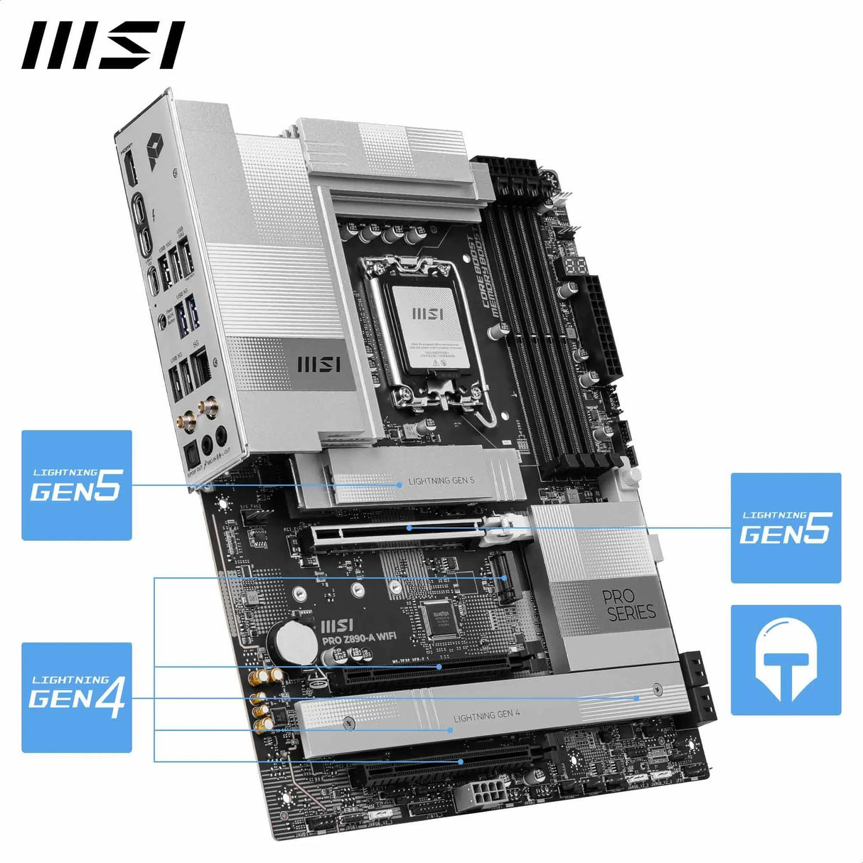 MSI PRO Z890-A WIFI Placa base, ATX - Soporta procesadores Intel Core Ultra (Serie 2), LGA 1851 - 90A SPS VRM, DDR5 Memory Boost (9200+ MT/s OC), PCIe 5.0 x16 & 4.0 x16, M.2 Gen5, Wi-Fi 7, 5G LAN