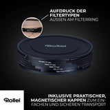 Rollei F:X Pro - Juego de filtros Redondos magnéticos ND Mark II en 62 mm. Juego de filtros magnéticos Rollei Compuesto de CPL, ND8, ND64, ND1000 y Anillo Base magnético, Ideal para la exposición