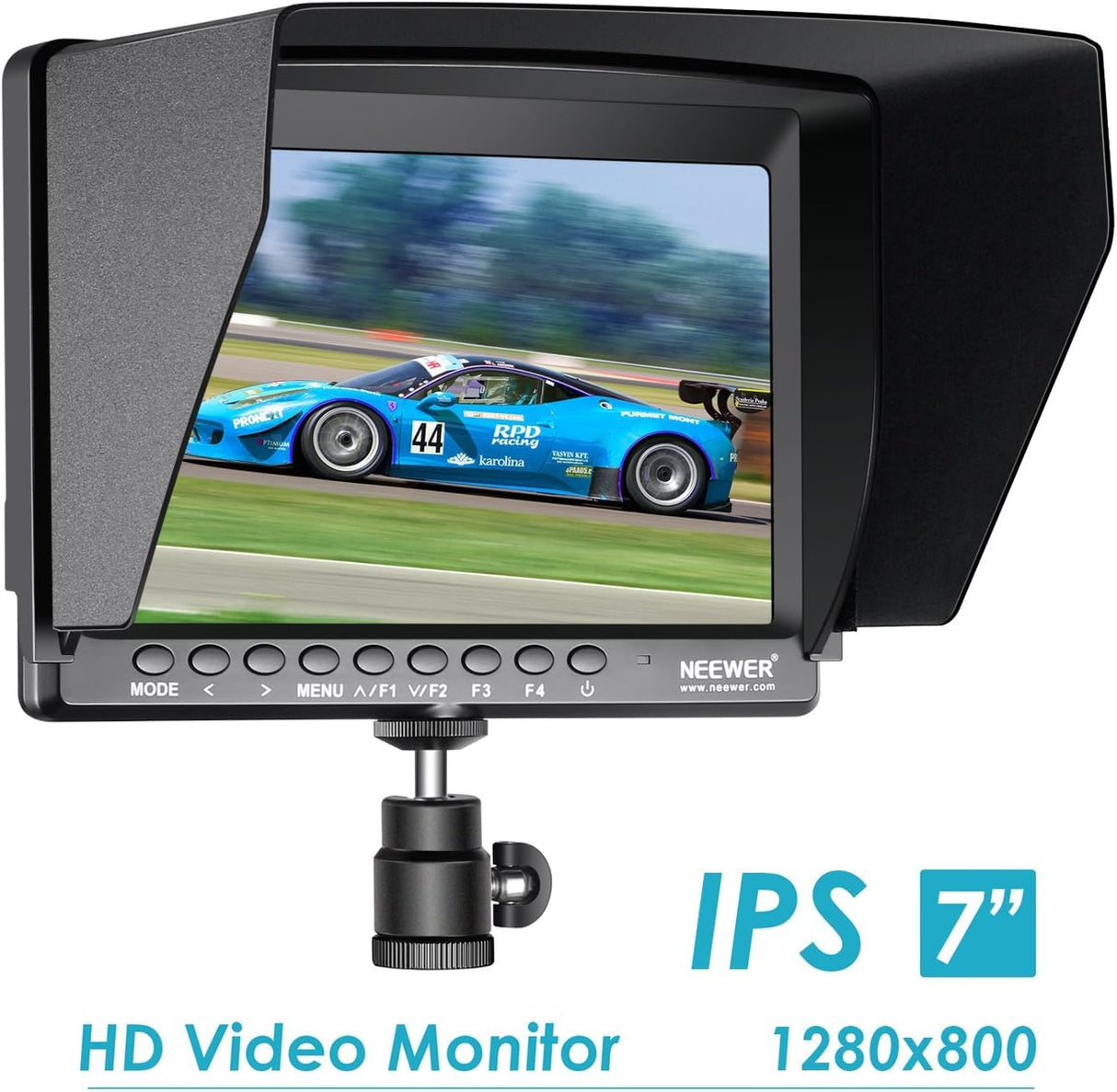 Neewer F100 7" 1280x800 IPS Pantalla Monitor de Campo de Cámara Soporte 4k Entrada Video HDMI para DSLR Cámara sin Espejo Sony A7S II A6500 Panasonic GH5 Canon 5D Mark IV y más (Batería no incluida)