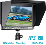 Neewer F100 7" 1280x800 IPS Pantalla Monitor de Campo de Cámara Soporte 4k Entrada Video HDMI para DSLR Cámara sin Espejo Sony A7S II A6500 Panasonic GH5 Canon 5D Mark IV y más (Batería no incluida)