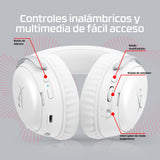 HyperX Cloud III S - Auriculares Gaming inalámbricos, Bluetooth, 2.4Ghz, PC, PS5, Xbox, Drivers 53 mm, DTS, micrófono 10mm, batería hasta 200h, Blanco