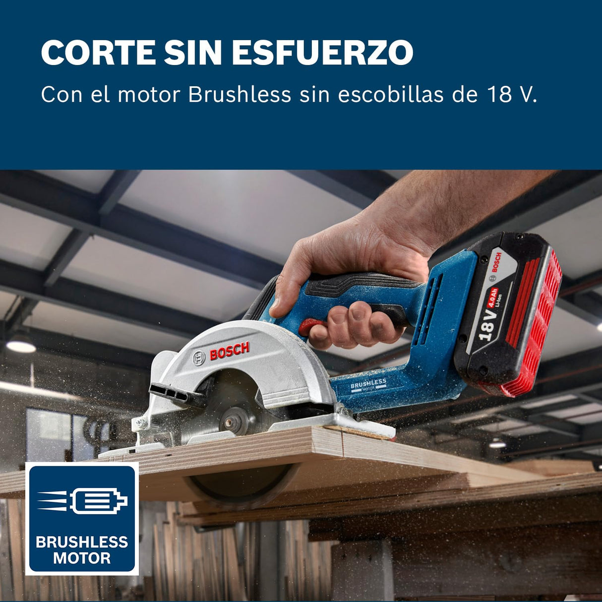 Bosch Professional 18V System sierra circular a batería GKS 18V-51, motor Brushless sin escobillas, incl 1 disco de corte [140 mm], guía paralela, sin batería/cargador