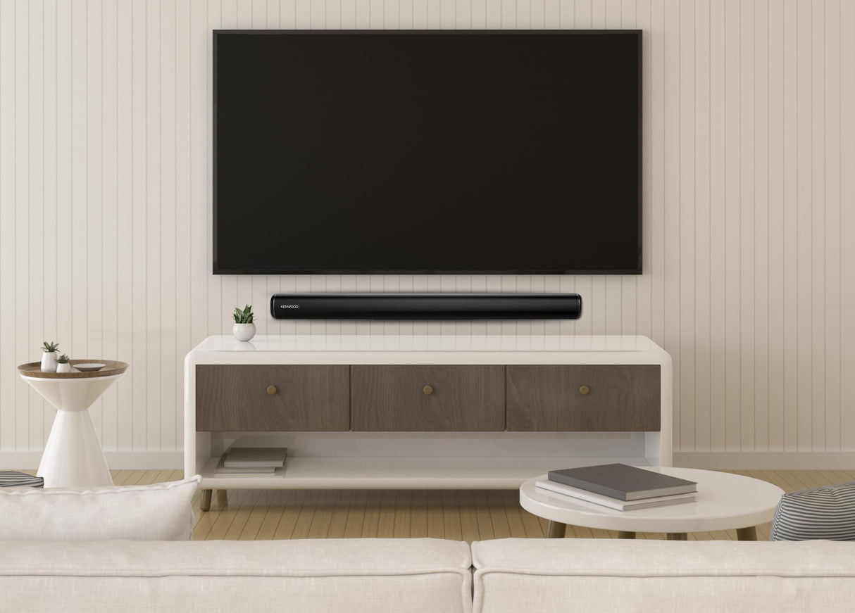 Kenwood LS-600BT Barra de Sonido con 60W RMS de Potencia de Salida, Pantalla LED Blanca, Amplificador DSP Integrado, Entrada HDMI (ARC). Color: Negro.