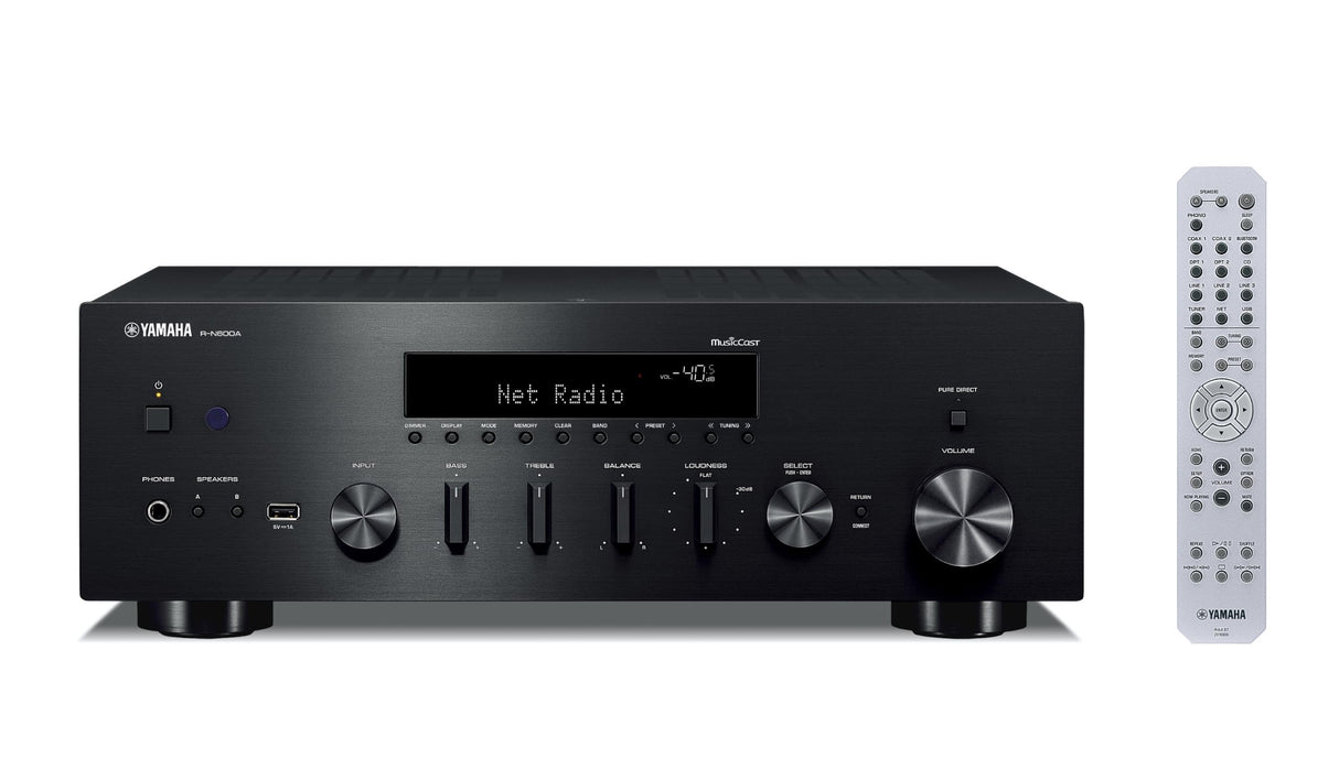 Yamaha R-N600A Receptor de canales Hi-Fi, con MusicCast y streaming inalámbrico, audio de alta resolución, SABRE DAC y Pure Audio Fidelity, negro