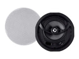Monoprice Alpha - Altavoces de Techo de 2 vías – 6.5 Pulgadas (par) de Fibra de Carbono, Rejilla magnética pintable, más Fuerte con Menos Potencia, Negro/Blanco