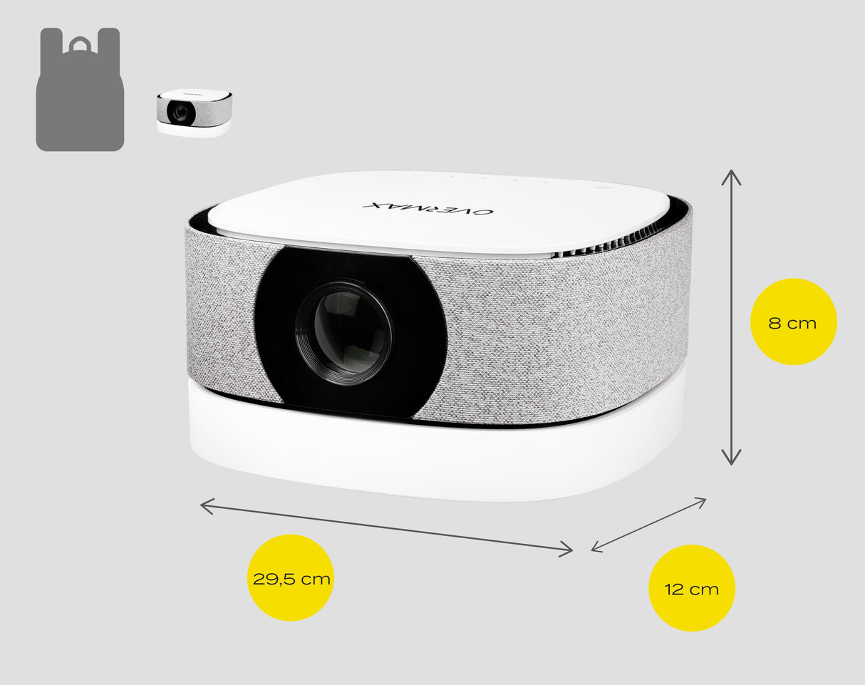 OVERMAX Multipic 4.5 Proyector LCD FullHD 1080p Proyector 2 en 1 con Powerbank Enfoque Automático, Corrección Trapezoidal, Wi-Fi de Doble Banda Bluetooth 5.1, 3000 lúmenes Imagen de hasta 200"