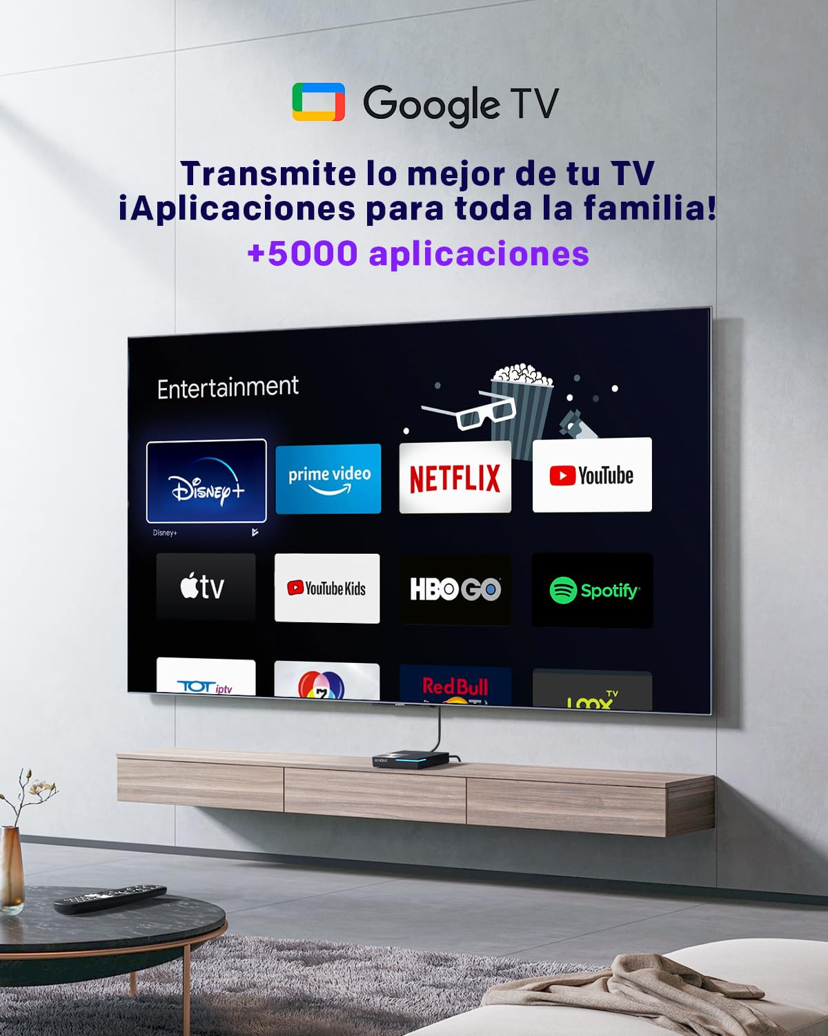 STRONG Leap-S3 Pro TV Streaming Box 4K UHD Google TV con Puerto Ethernet, Android 12, 4GB RAM + 32GB Almacenamiento, Wi-Fi 6, Chromecast Integrado, Control por Voz Google, Dolby Atmos Y Dolby Vision