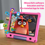 PRITOM Tableta Android 12 para niños, Pantalla IPS HD de 10'', 3GB+64GB, Software IWAWa Kids preinstalado, Control de Juegos educativos, Tableta WiFi con Estuche de Seguridad (Rosa)