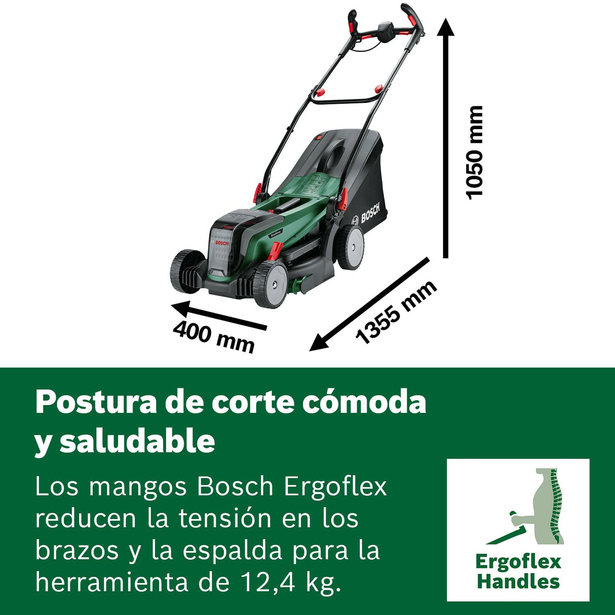 Bosch cortacésped con batería UniversalRotak 2x18V-37-550 (hasta 500 m2 con 2 baterías de 4 Ah; sistema de 18 voltios; anchura de corte: 37 cm; sin baterías)