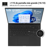 LG gram 16Z90R-E.AD78B Ordenador Portátil 16 Pulgadas, Intel Core i7, 32GB RAM, 1TB SSD, NVIDIA RTX3050 4GB, Panel IPS antirreflejo, WQXGA, 1.29 kg, 22.5 Horas, Windows 11 Home, Negro, Teclado QWERTY